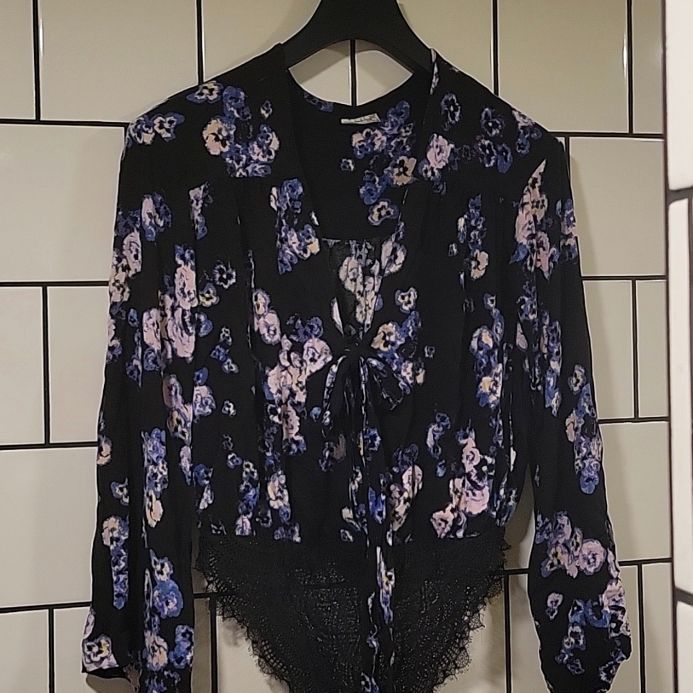 Intimately Free People Black & Pansy Comfy Sexy Bodysuit